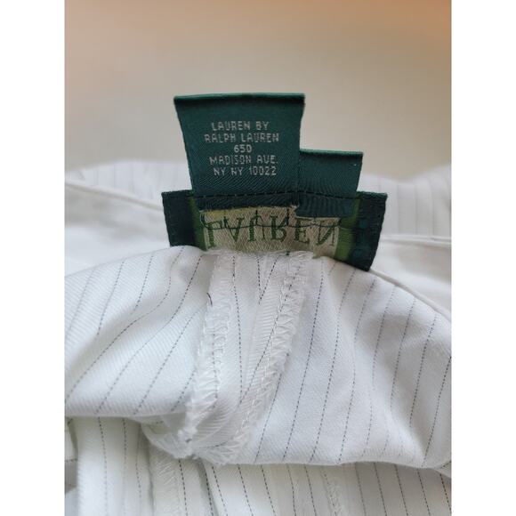 Ralph Lauren Pants Pinstripe Sz 14 Cotton Career White Black - Picture 12 of 13